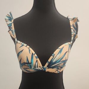 PINK Victoria's Secret Cream Bustier Ruffled Crop Top